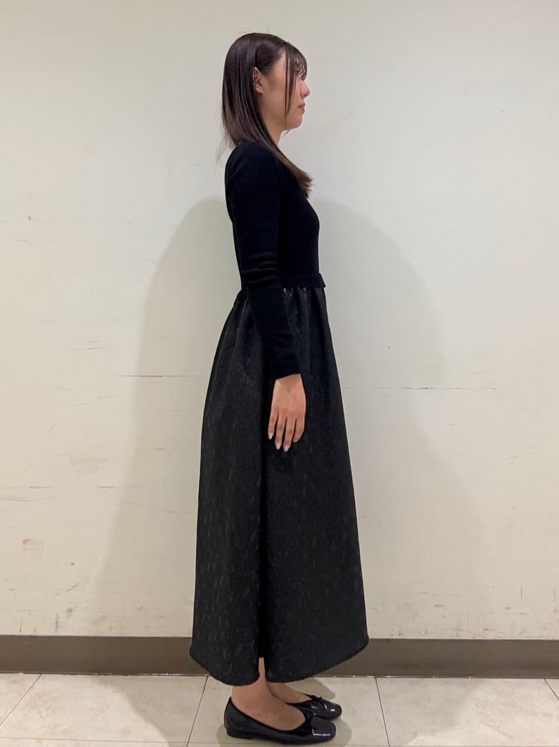 ななさんの「OPAQUE.CLIP｜◆《美人百花掲載》ニット&times;ジャカードドッキングワンピース【洗濯機洗い可／抗ピル】」を使ったコーディネート
