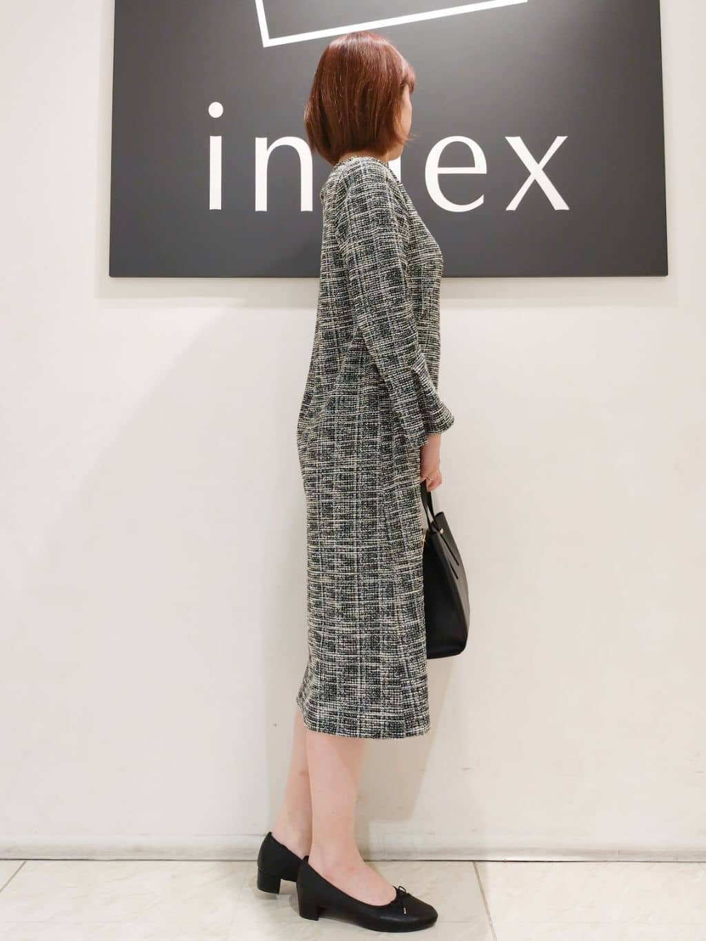 n.さんの「index｜◆ストレッチラメツイードワンピース【洗濯機洗い可】」を使ったコーディネート