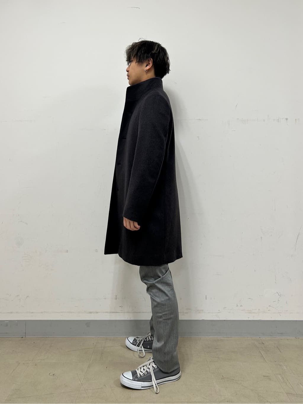 Hiroさんの「TAKEO KIKUCHI｜【ウールカシミヤブレンド】ビーバー調 スタンドカラー コート」を使ったコーディネート