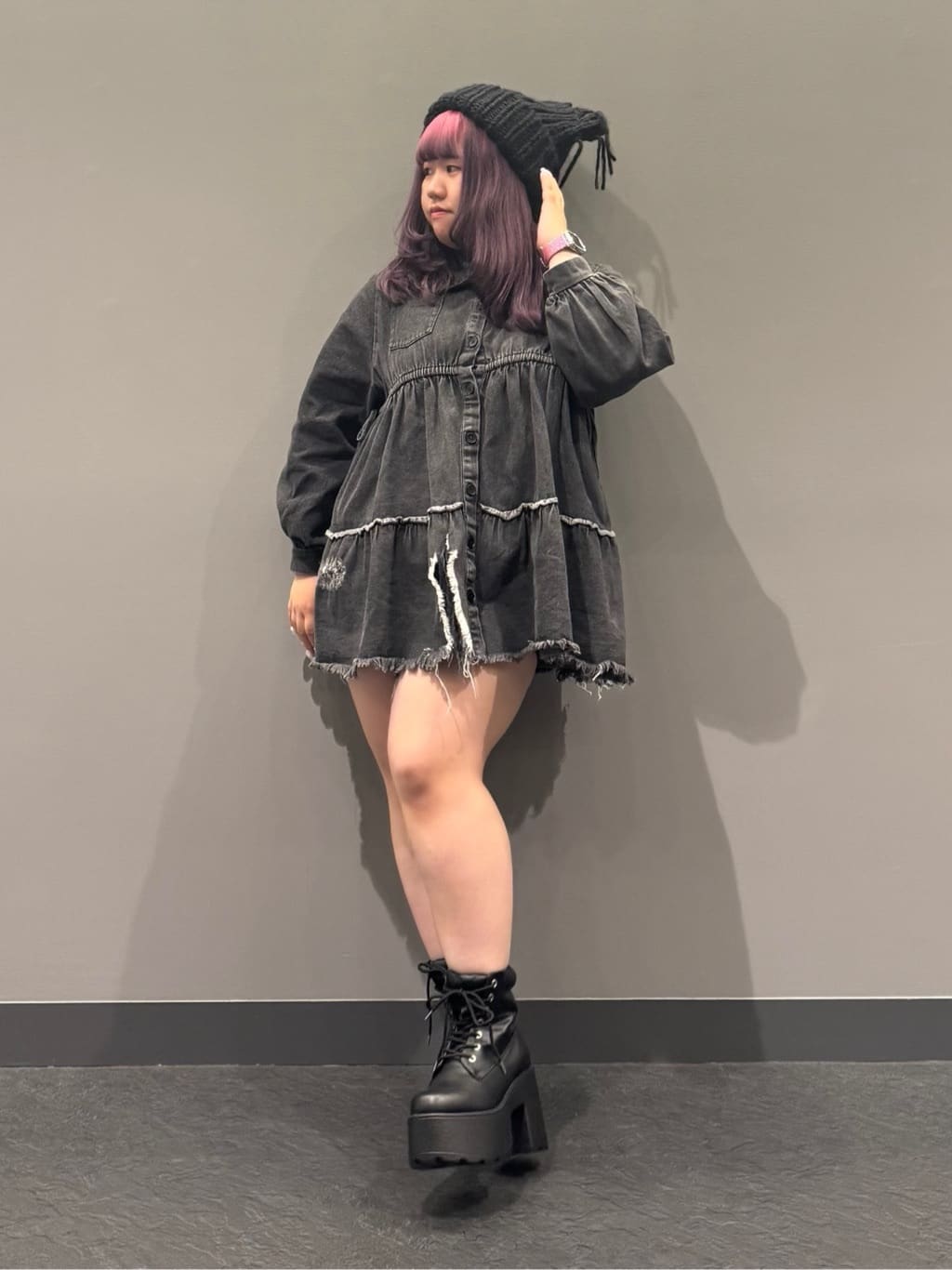 sayakaさんの「ESPERANZA｜ローゲージネコミミニット帽」を使ったコーディネート