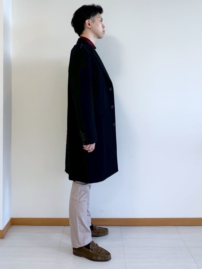 イッシーさんの「TAKEO KIKUCHI｜ウールカシミヤブレンド チェスターコート」を使ったコーディネート