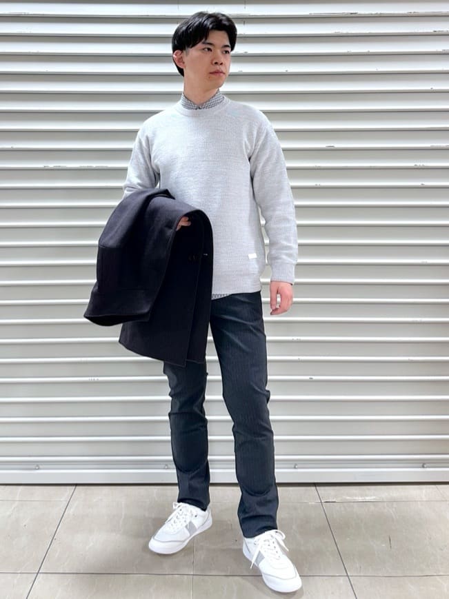 イッシーさんの「TAKEO KIKUCHI｜【ウールカシミヤブレンド】ビーバー調 スタンドカラー コート」を使ったコーディネート