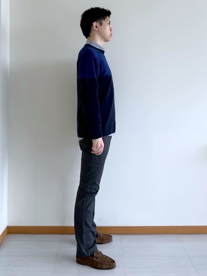 イッシーさんの「TAKEO KIKUCHI｜ハットモチーフ ジャカード ストライプ シャツ」を使ったコーディネート