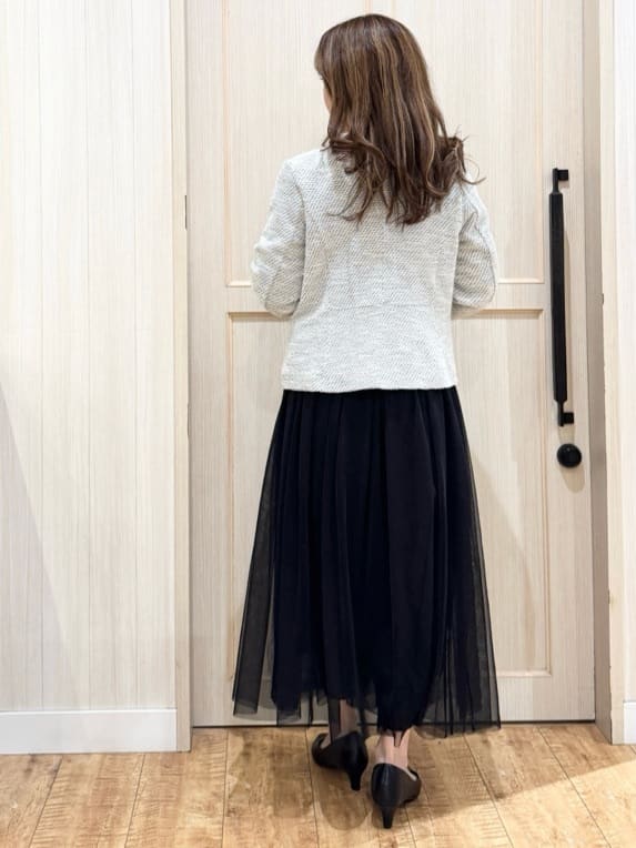 Y O k Oさんの「SHOO･LA･RUE｜◆【S-3L】セレモニーからデイリーにも 軽くて柔らかくて着心地の良い カットツイードジャケット」を使ったコーディネート