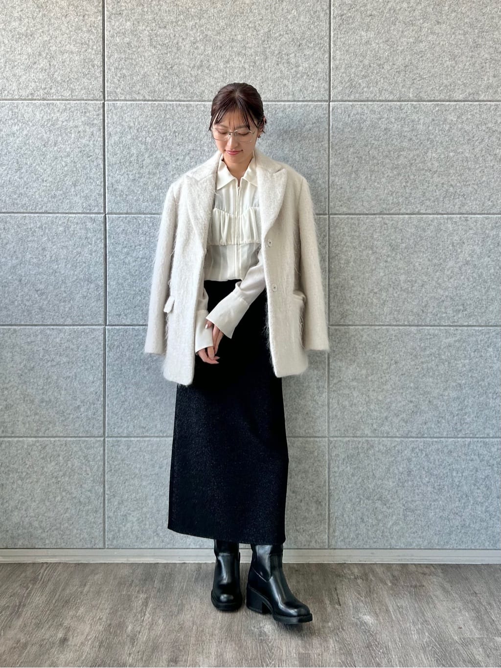 harunaさんの「CODE A｜lame skirt」を使ったコーディネート