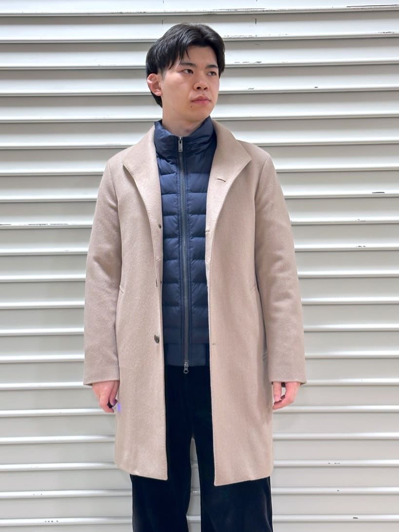 イッシーさんの「TAKEO KIKUCHI｜【ウールカシミヤブレンド】ビーバー調 スタンドカラー コート」を使ったコーディネート
