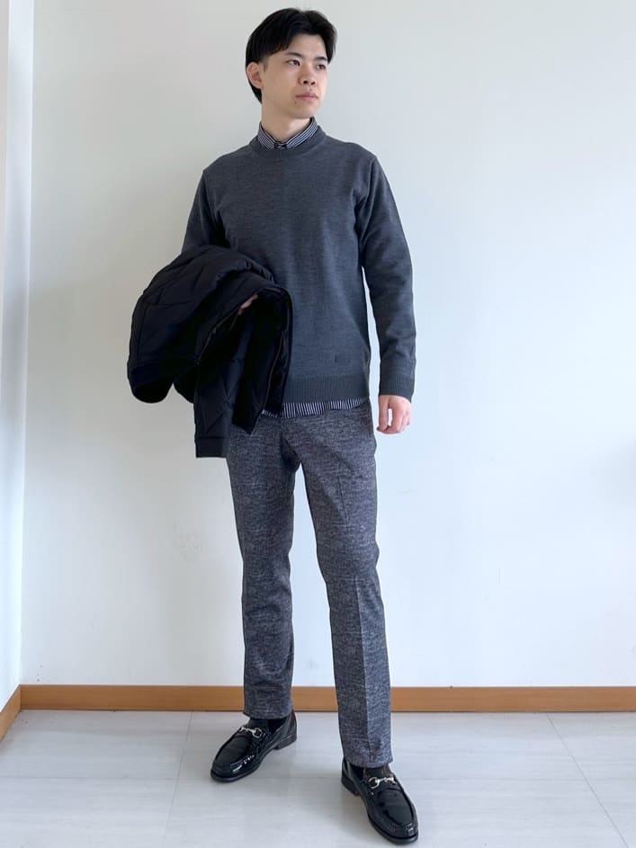 イッシーさんの「TAKEO KIKUCHI｜【ONOFF対応】TRダブルニット ストレッチパンツ」を使ったコーディネート