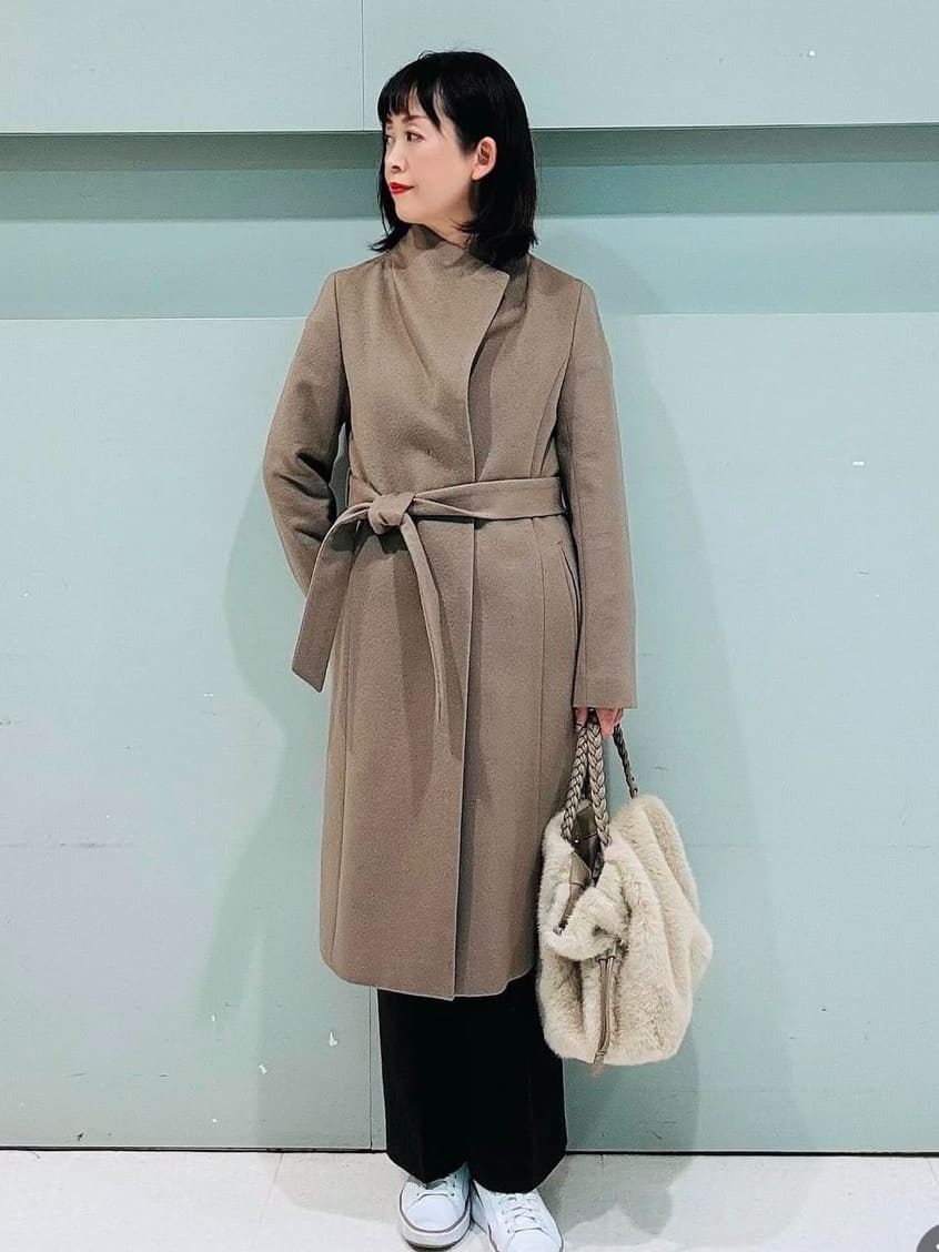 makiさんの「UNTITLED｜【日本製／2WAY衿】スタンドカラー ロングコート」を使ったコーディネート