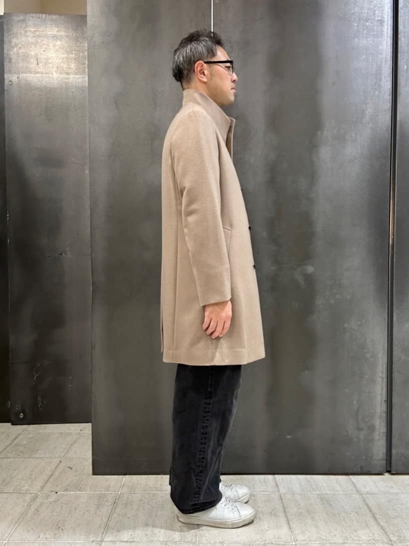 coheyさんの「TAKEO KIKUCHI｜【ウールカシミヤブレンド】ビーバー調 スタンドカラー コート」を使ったコーディネート