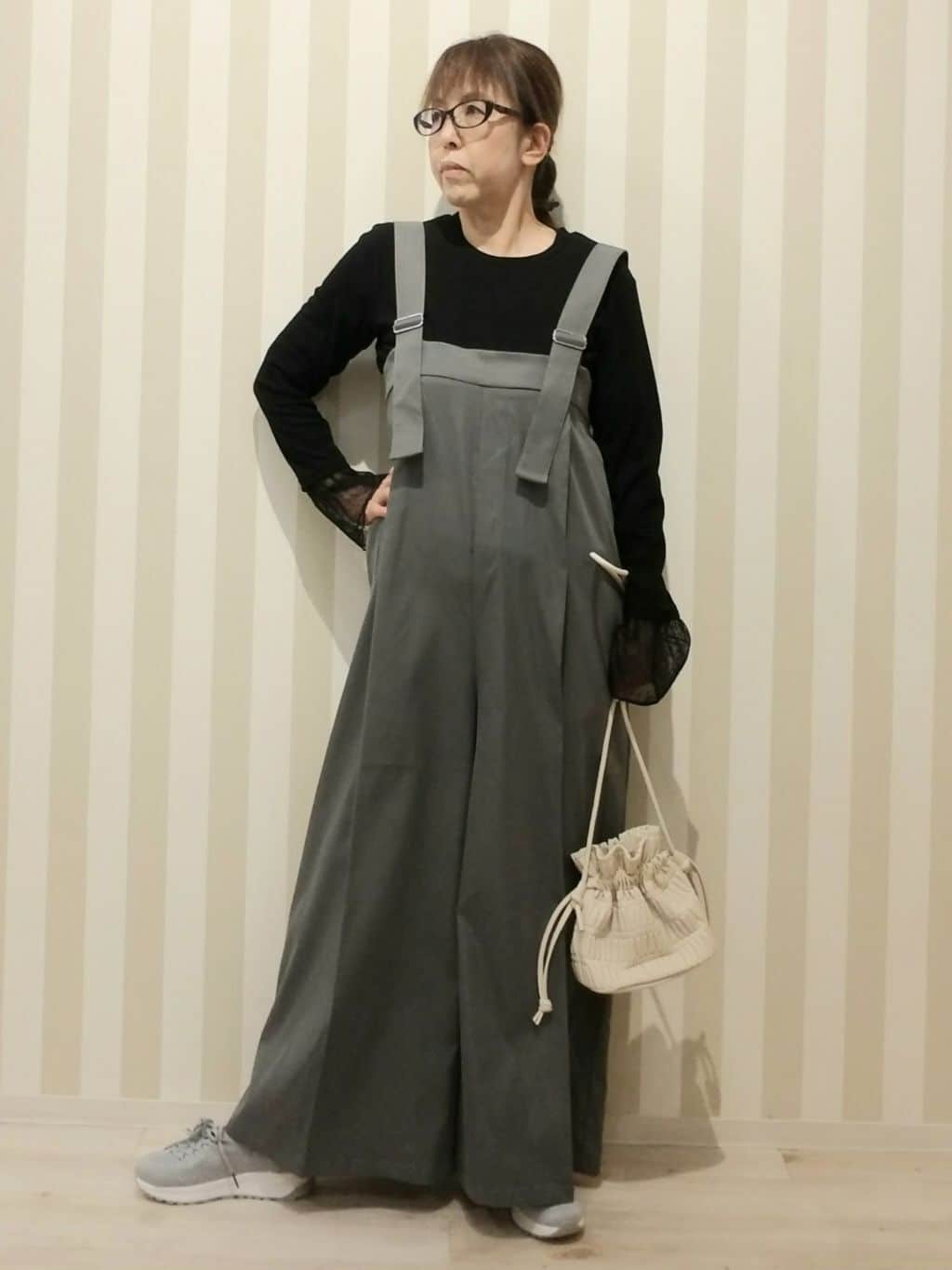 nonaさんの「SHOO･LA･RUE｜◆【S-LL】重ね着コーデで差をつける お袖チュールリブトップス」を使ったコーディネート