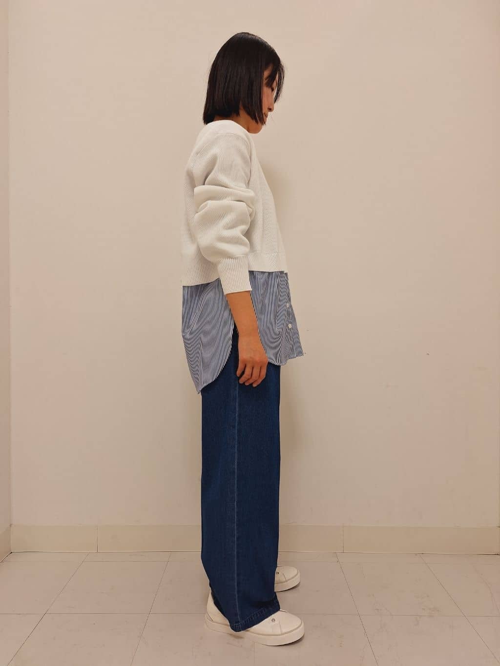 Yamadaさんの「Dessin｜◆【洗える】シャツレイヤード風ニット」を使ったコーディネート