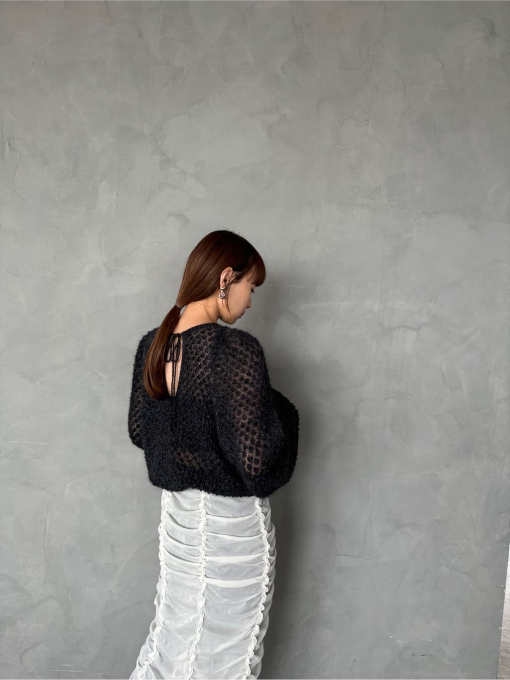 designer yukaさんの「CODE A｜2way sheer mohair pullover」を使ったコーディネート