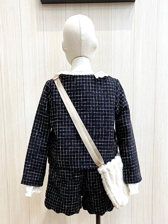 ユ（yu）さんの「SHOO･LA･RUE｜◆【100-140cm/プチセレ】ツイードジャケット」を使ったコーディネート