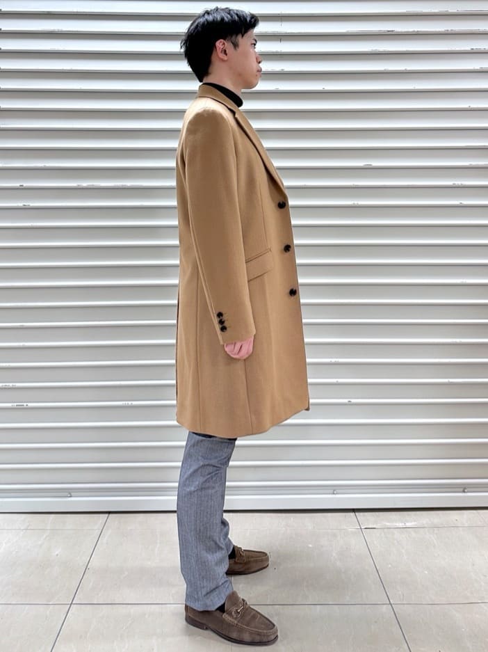 イッシーさんの「TAKEO KIKUCHI｜ウールカシミヤブレンド チェスターコート」を使ったコーディネート