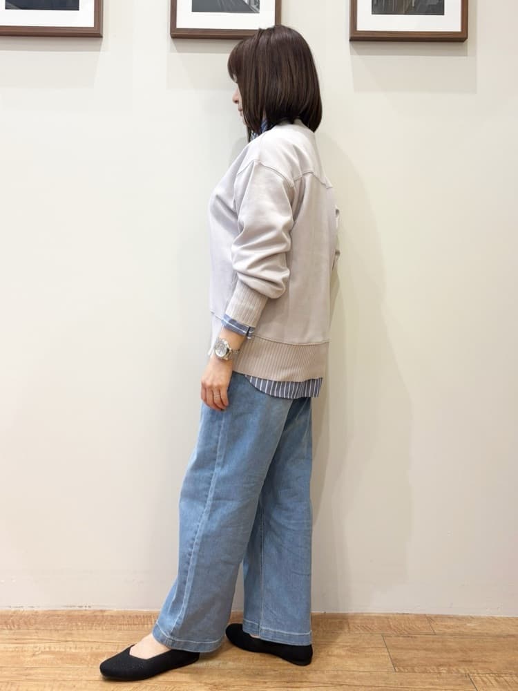 きっちょんさんの「SHOO･LA･RUE｜◆【洗える/S-LL】長めのリブでお袖すっきり 異素材トップス」を使ったコーディネート