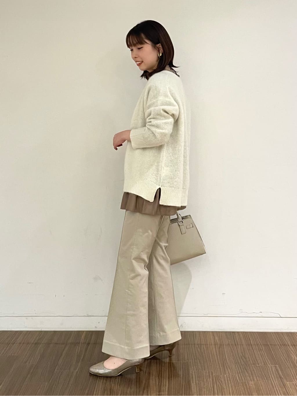 ねねさんの「INDIVI｜◆【合皮／フォーマル】ショルダー付きスクエアバッグ」を使ったコーディネート