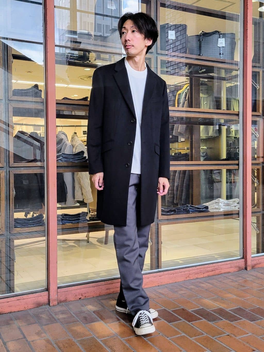piroyaさんの「TAKEO KIKUCHI｜ウールカシミヤブレンド チェスターコート」を使ったコーディネート