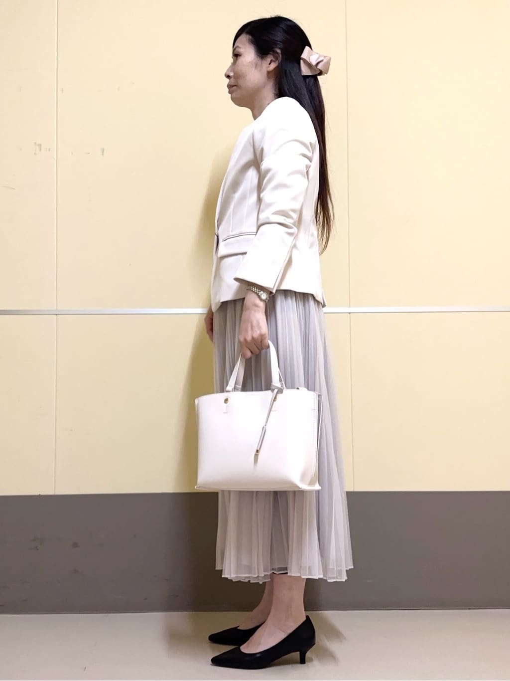 あきさんの「OPAQUE.CLIP｜◆《通勤セットアップ対応》キーネックジャケットダブルクロス【洗濯機洗い可】」を使ったコーディネート