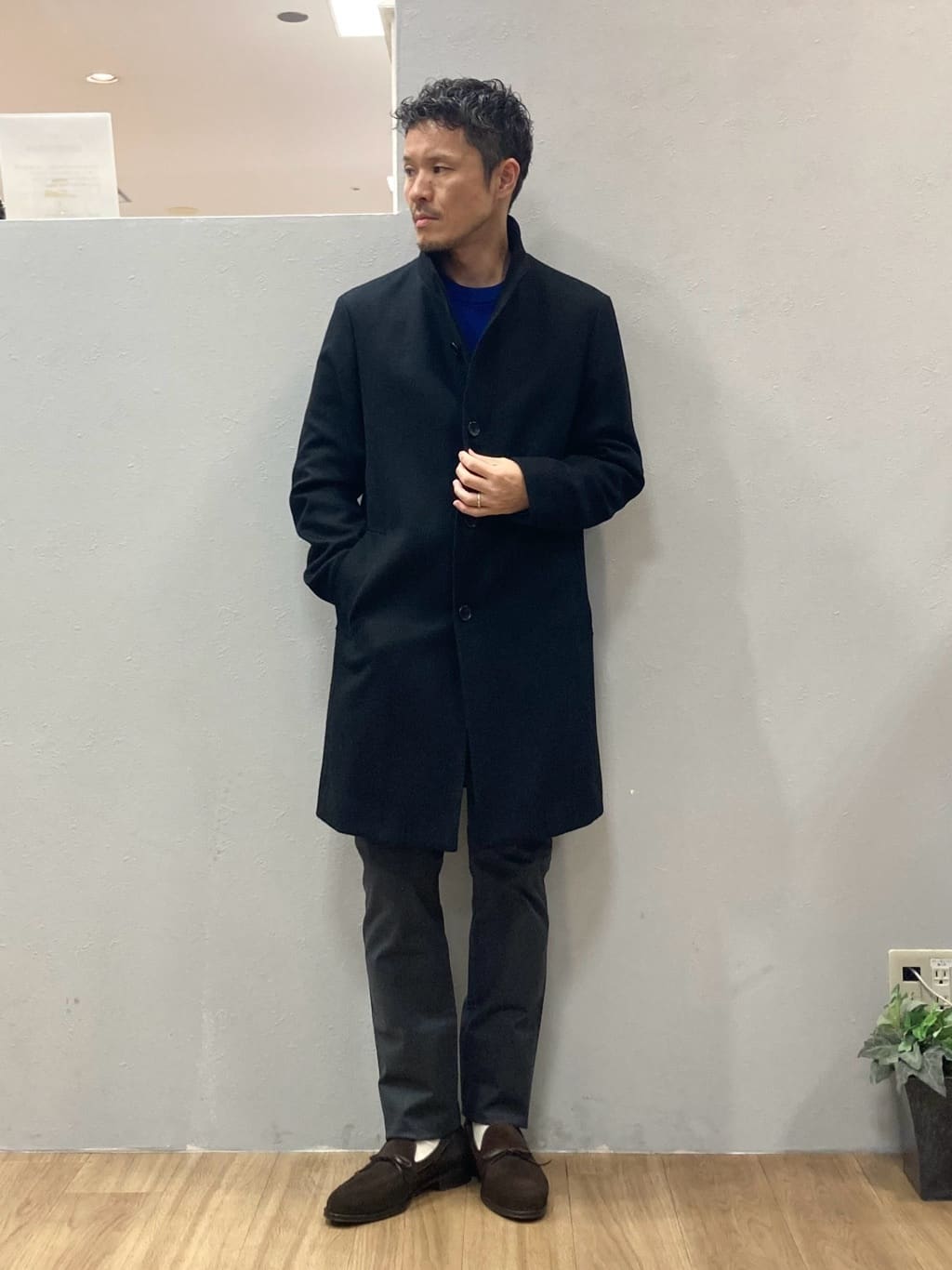シュンさんの「TAKEO KIKUCHI｜【ウールカシミヤブレンド】ビーバー調 スタンドカラー コート」を使ったコーディネート