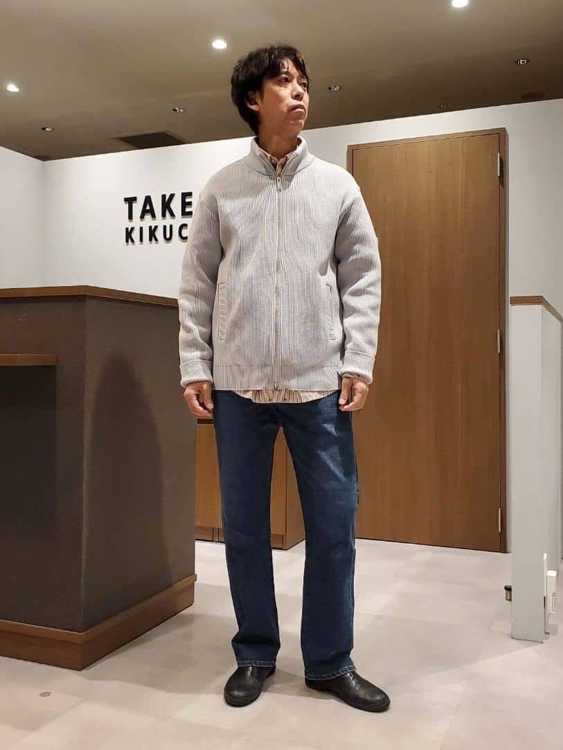 ishidaさんの「TAKEO KIKUCHI｜ハットモチーフ ジャカード ストライプ シャツ」を使ったコーディネート