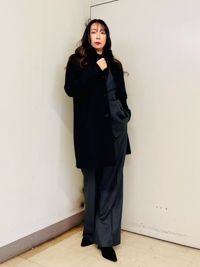 iwさんの「TAKEO KIKUCHI｜【ウールカシミヤブレンド】ビーバー調 スタンドカラー コート」を使ったコーディネート