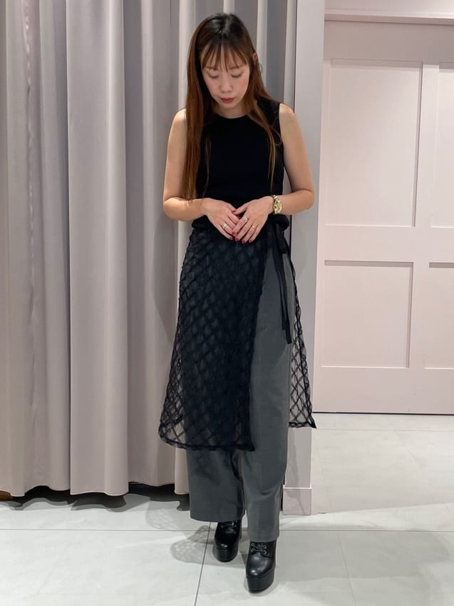 maiさんの「ESPERANZA｜【ラク盛り／ショートブーツ】リピーター続出／脚長美脚　厚底レースアップブーツ」を使ったコーディネート