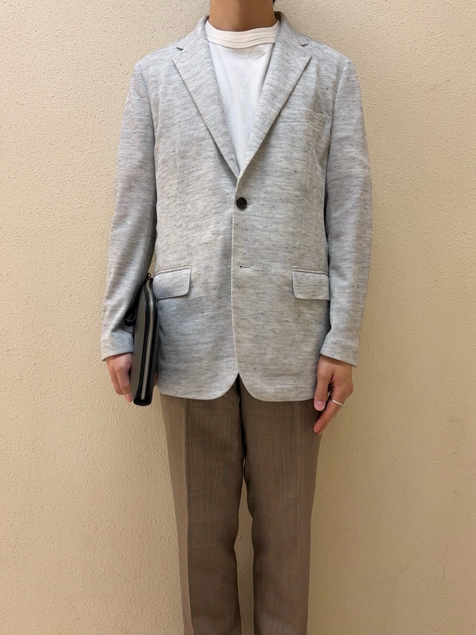 及川さんの「TAKEO KIKUCHI｜【尾州織】リネンブレンド メッシュ ジャケット」を使ったコーディネート