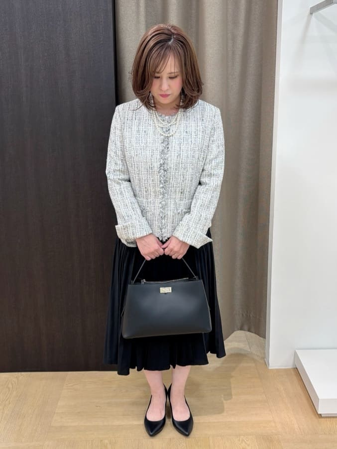 Keiさんの「UNTITLED｜◆【入卒/セレモニー/通勤】ラメツイード ノーカラージャケット」を使ったコーディネート