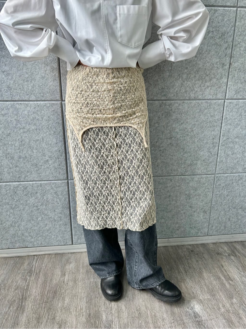 harunaさんの「CODE A｜stretch lace cami dress」を使ったコーディネート