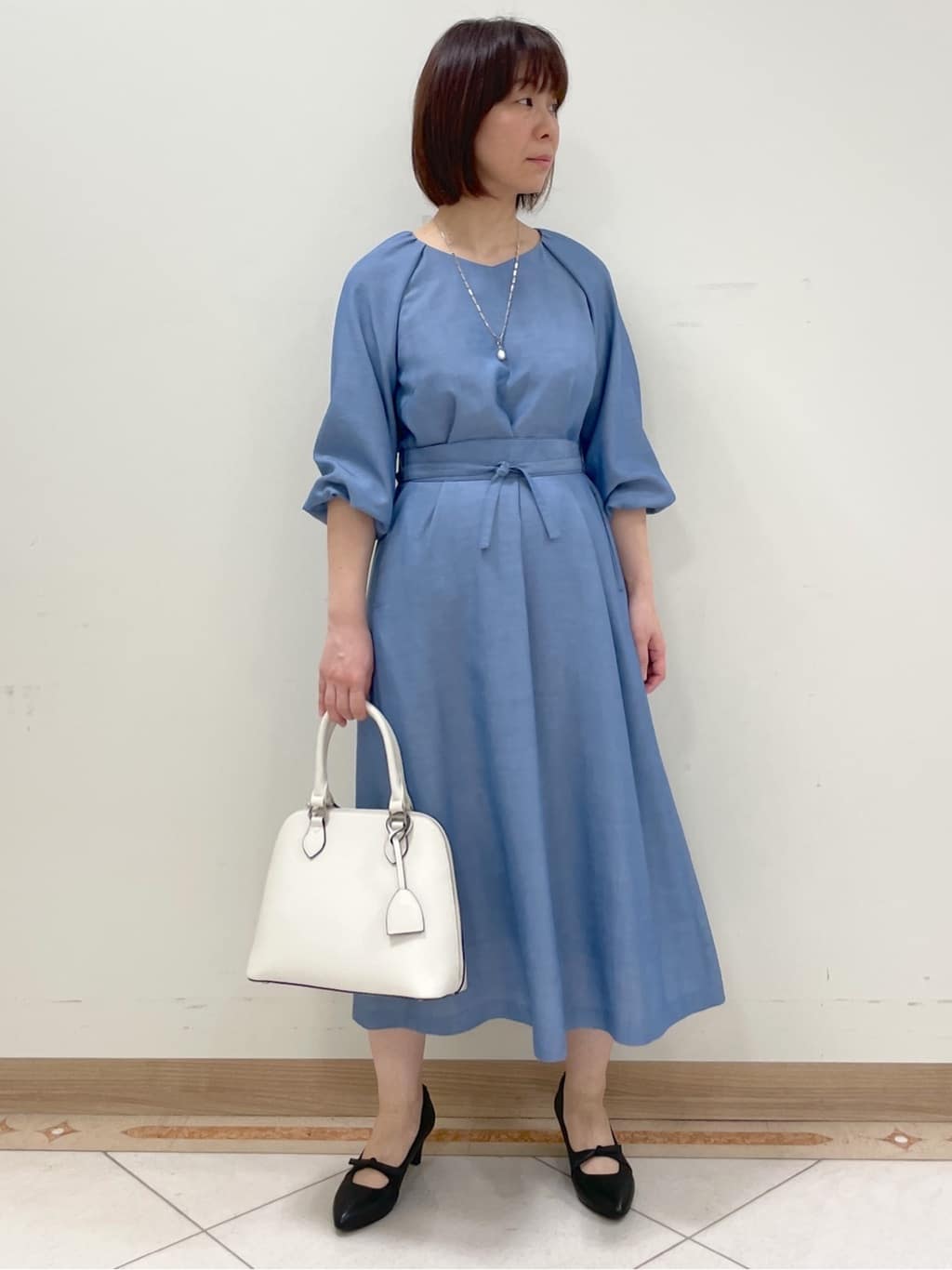 hanaさんの「Reflect｜◆【手洗い可／共布ベルト付き】ブルーダンガリーワンピース」を使ったコーディネート