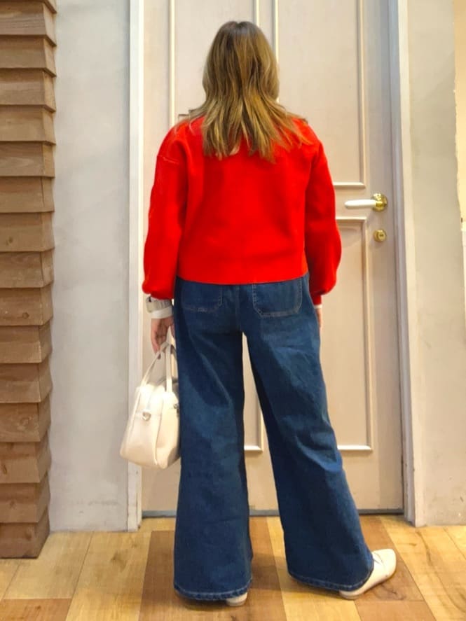 mさんの「SHOO･LA･RUE｜◆後ろウエストゴムが楽 大人のタックワイド デニムパンツ」を使ったコーディネート