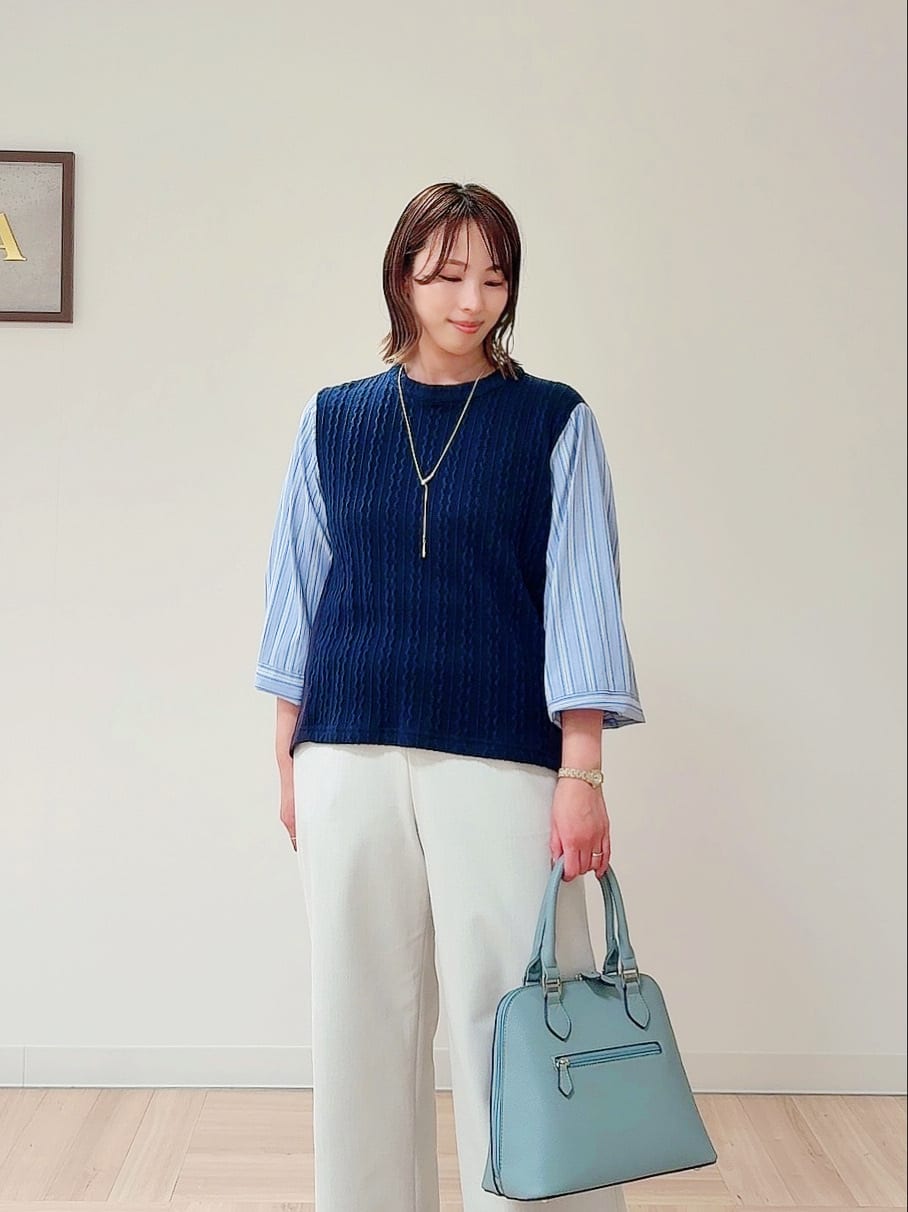 amiさんの「Reflect｜◆【夏SALE／E‐QUALITY／洗える】異素材ミックスプルオーバー」を使ったコーディネート