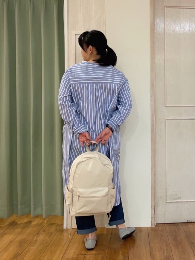 ke-yさんの「SHOO･LA･RUE｜◆【洗える/S-LL】ストライプAラインワンピース」を使ったコーディネート