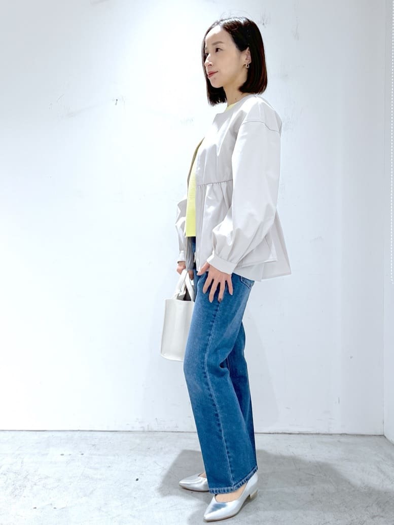 yuuさんの「OPAQUE.CLIP｜◆撥水ノーカラーペプラムブルゾン【洗濯機洗い可／花粉対応】」を使ったコーディネート