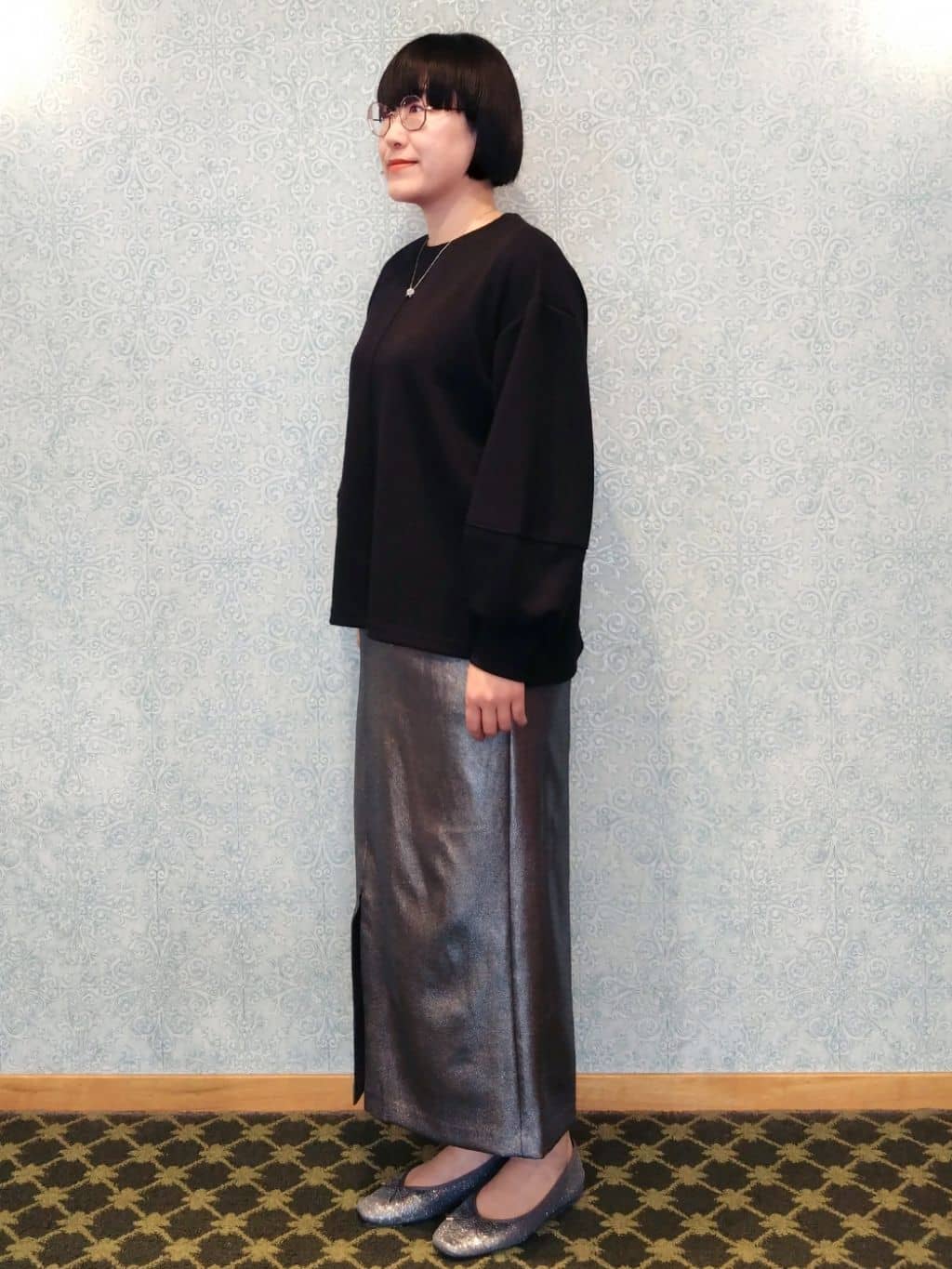 みいさんの「index｜◆サテンコンビ巾着ワンショルダーバッグ」を使ったコーディネート
