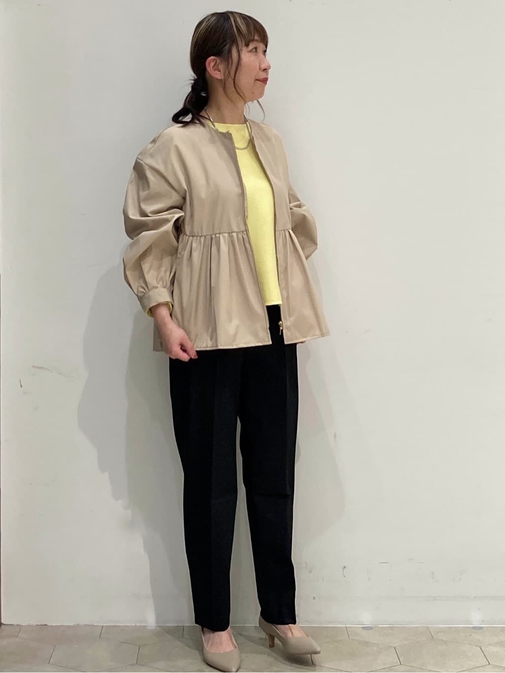 MAKOさんの「OPAQUE.CLIP｜◆撥水ノーカラーペプラムブルゾン【洗濯機洗い可／花粉対応】」を使ったコーディネート