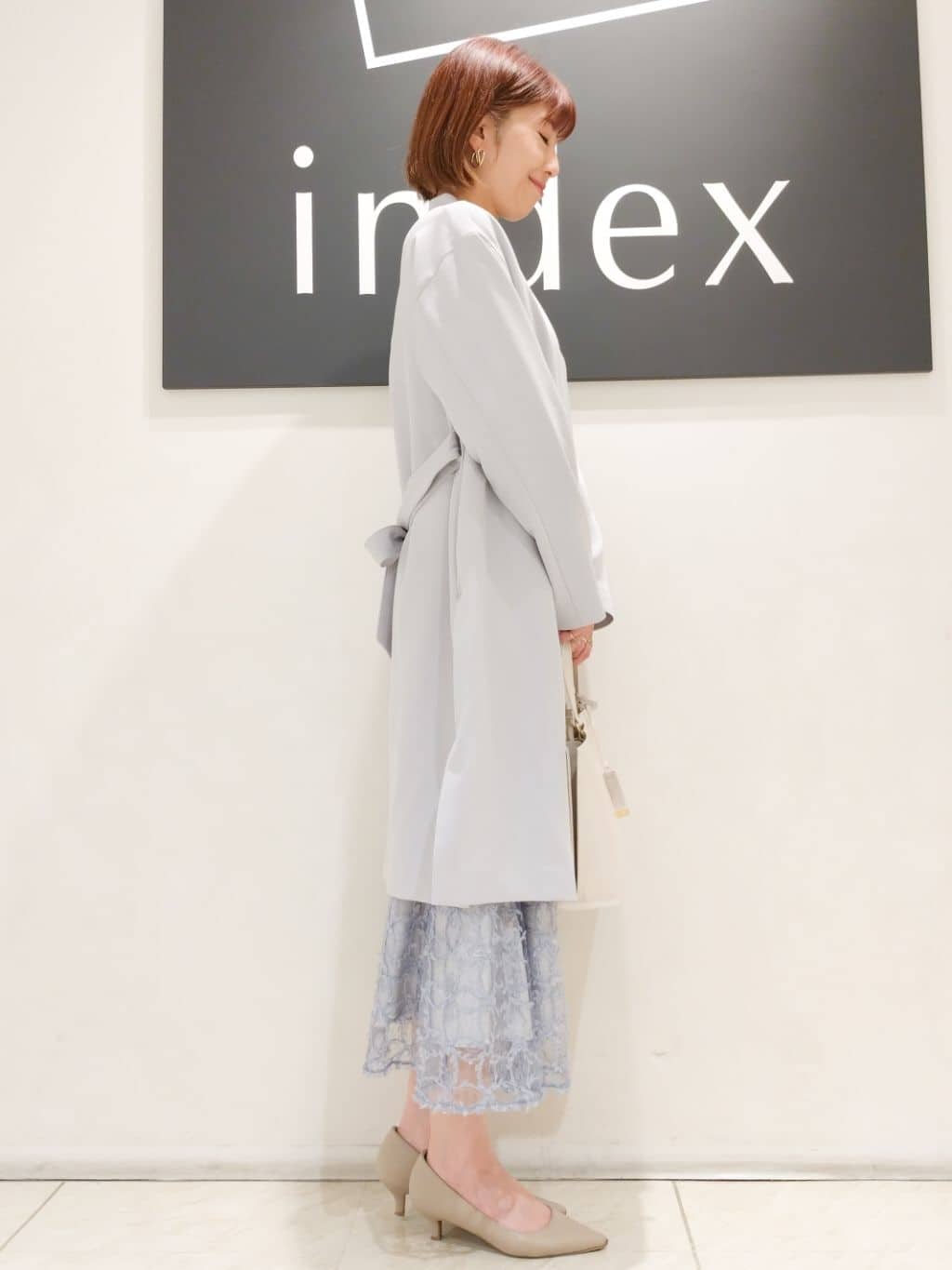 n.さんの「index｜◆ストレッチノーカラーコート【洗濯機洗い可／イージーアイロン】」を使ったコーディネート