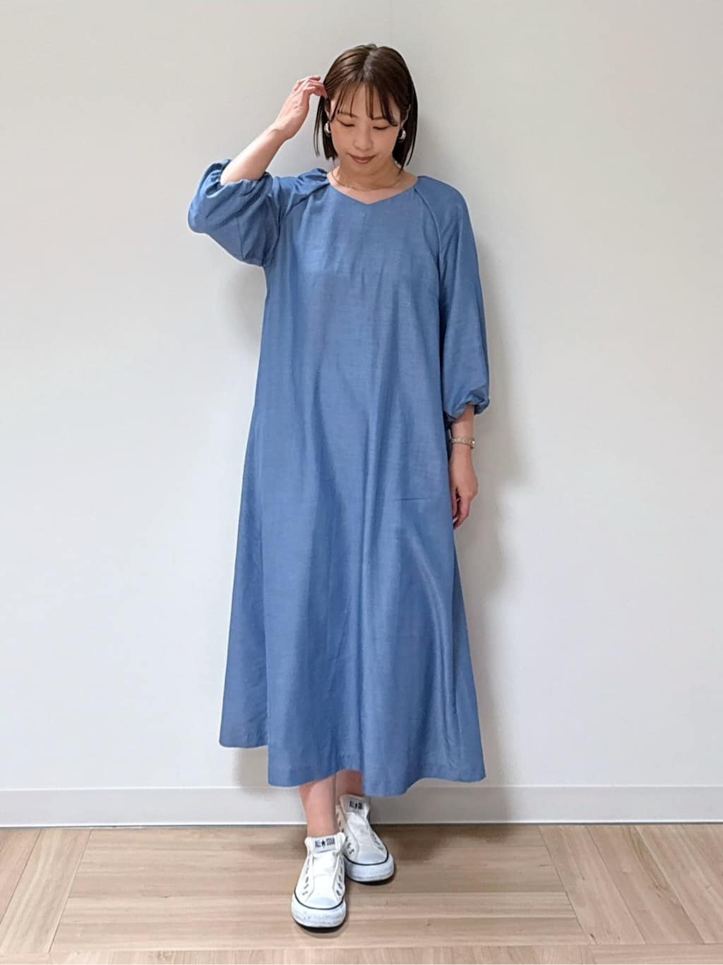 amiさんの「Reflect｜◆【手洗い可／共布ベルト付き】ブルーダンガリーワンピース」を使ったコーディネート