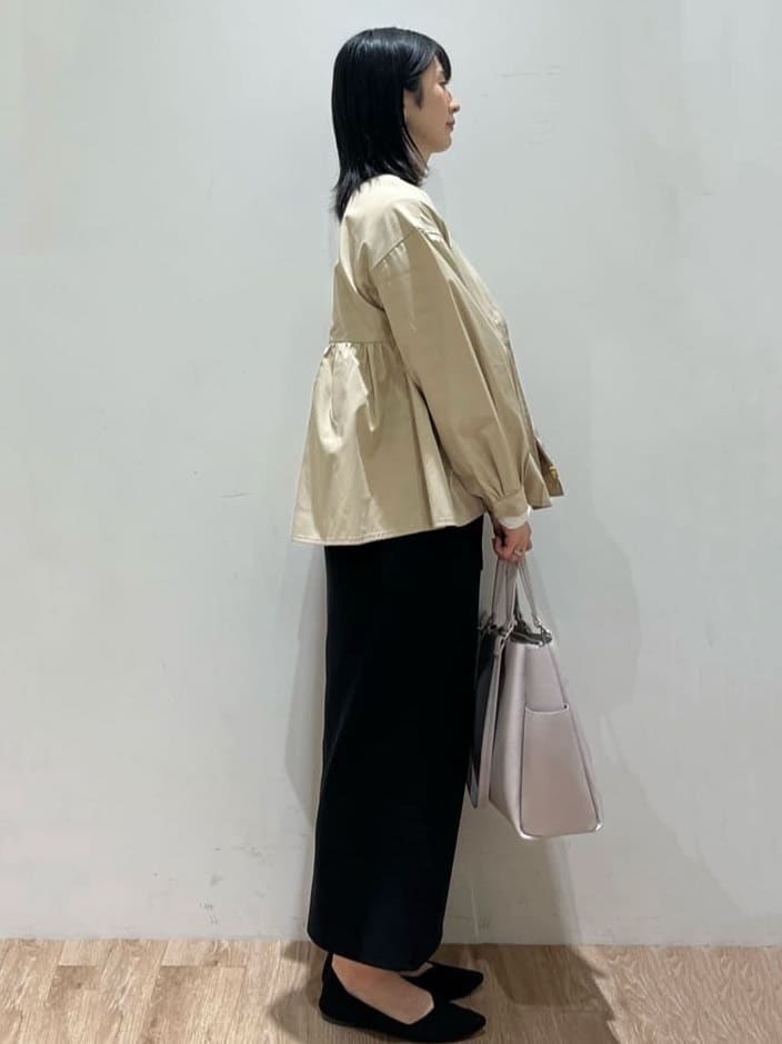 momokoさんの「OPAQUE.CLIP｜◆撥水ノーカラーペプラムブルゾン【洗濯機洗い可／花粉対応】」を使ったコーディネート
