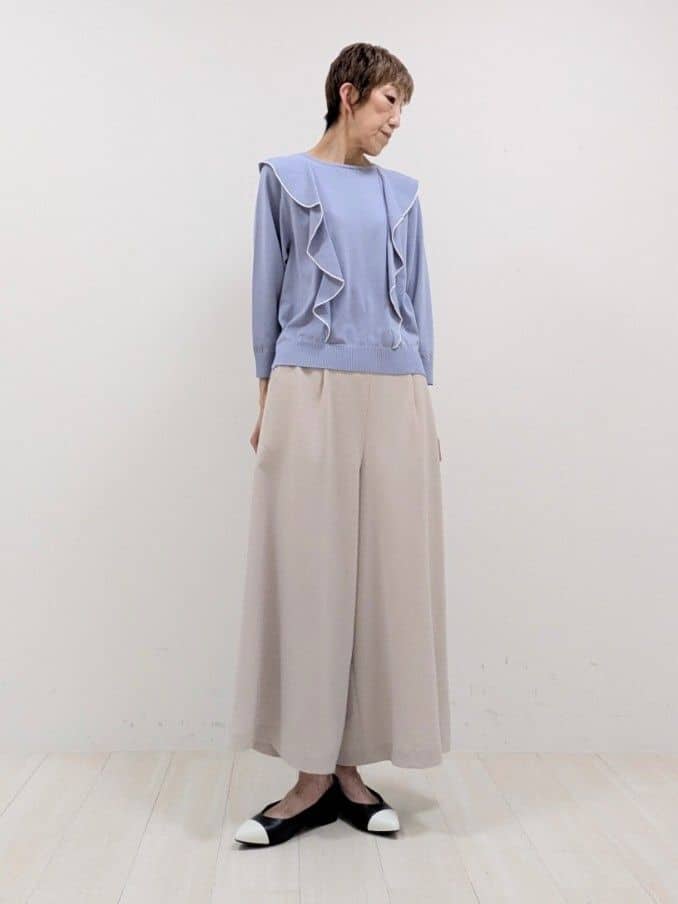 sachiさんの「Reflect｜◆ラッフルフリルプルオーバーニット」を使ったコーディネート