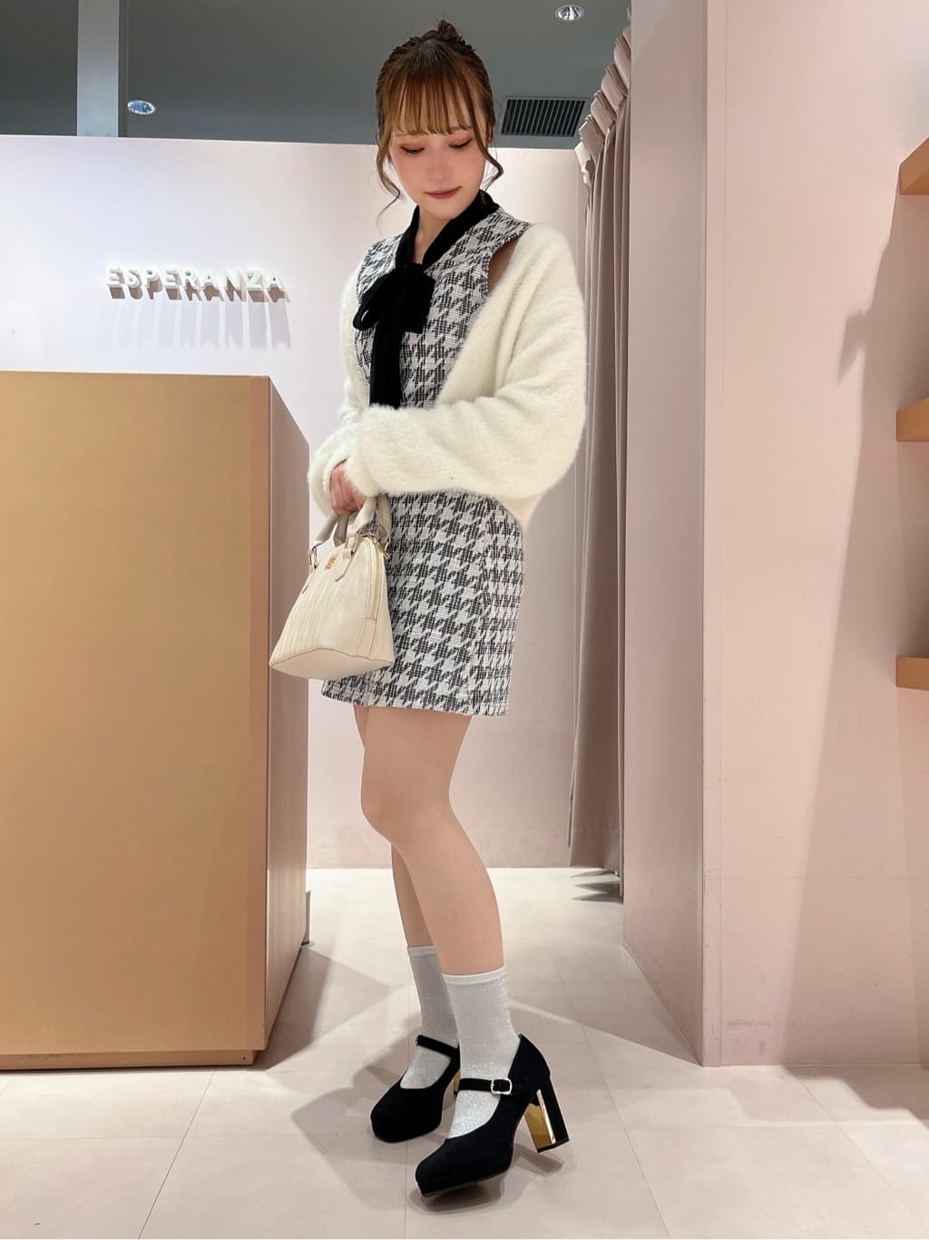 このかさんの「ESPERANZA｜キルティング 2WAY ショルダーバッグ ボストン」を使ったコーディネート