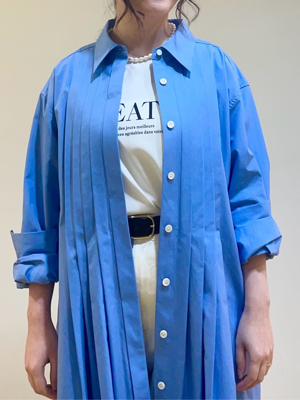 フナキさんの「UNTITLED｜◆タイプライターシャツワンピース」を使ったコーディネート