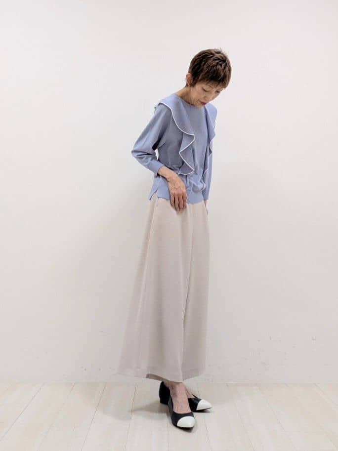 sachiさんの「Reflect｜◆ラッフルフリルプルオーバーニット」を使ったコーディネート