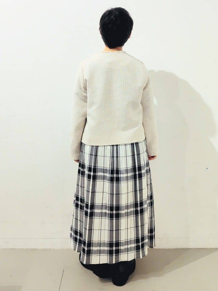 kodamaさんの「THE SHOP TK｜◆【ONOFF活躍/セレモニー/通勤】ツイードノーカラージャケット/洗える」を使ったコーディネート
