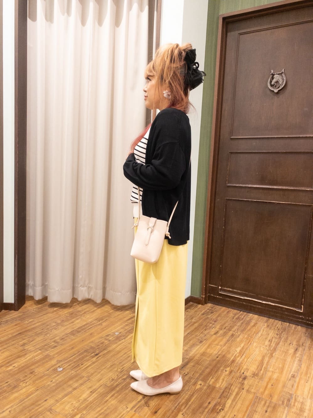 mikaさんの「SHOO･LA･RUE｜◆【高レビュー/洗える/S-LL】季節の変わり目から活躍 5分袖ニット」を使ったコーディネート