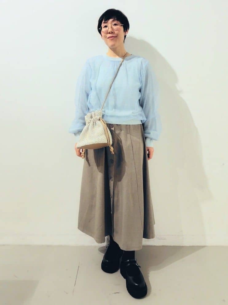 kodamaさんの「THE SHOP TK｜◆チュール&times;ラメニット【洗える】」を使ったコーディネート