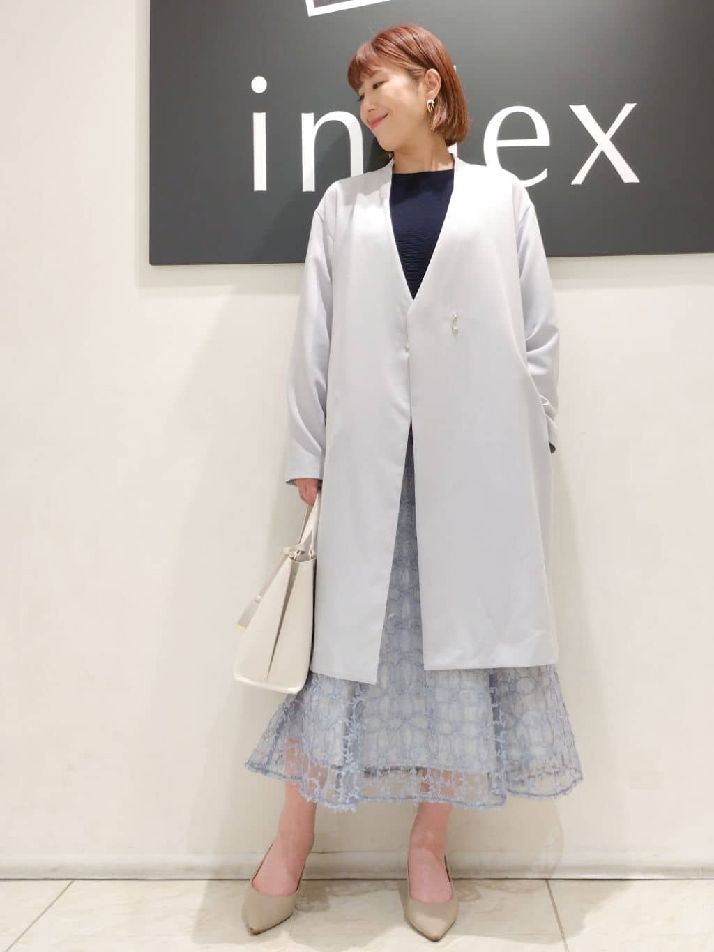 n.さんの「index｜◆ストレッチノーカラーコート【洗濯機洗い可／イージーアイロン】」を使ったコーディネート