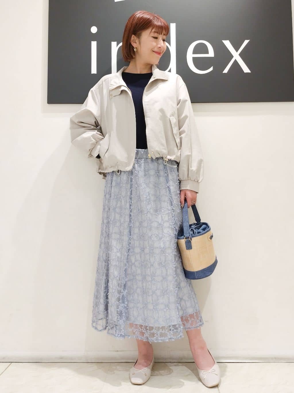 n.さんの「index｜◆撥水スタンドカラーショートブルゾン【洗濯機洗い可】」を使ったコーディネート