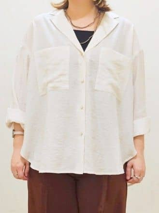 okayuさんの「THE SHOP TK｜◆テーラードカラーシャツ【洗える】」を使ったコーディネート