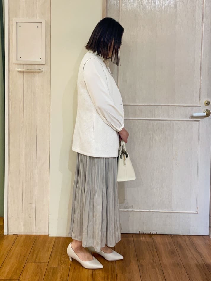 kumaさんの「SHOO･LA･RUE｜◆【セレモニーからデイリーまで】フリンジ ツイードジレ」を使ったコーディネート
